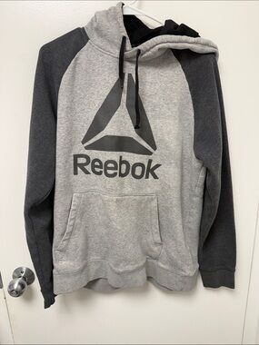 Reebok Men's Gray Two-Tone Logo Hoodie
